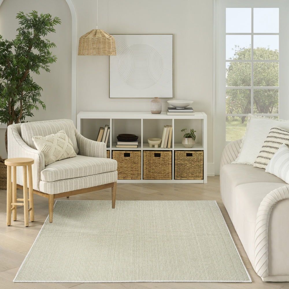 Nourison Textured Home TXH01 Ivory Green Area Rug Room Image Feature