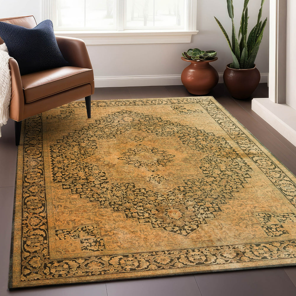 Dalyn Vizcia VZ3 Gold Area Rug Lifestyle Image Feature