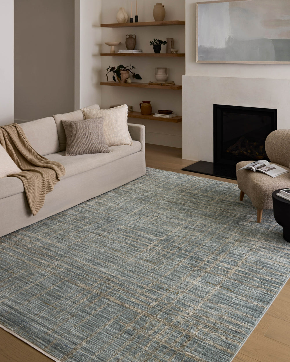 Loloi II Wade WAE-03 Spa / Sand Area Rug Lifestyle Image Feature