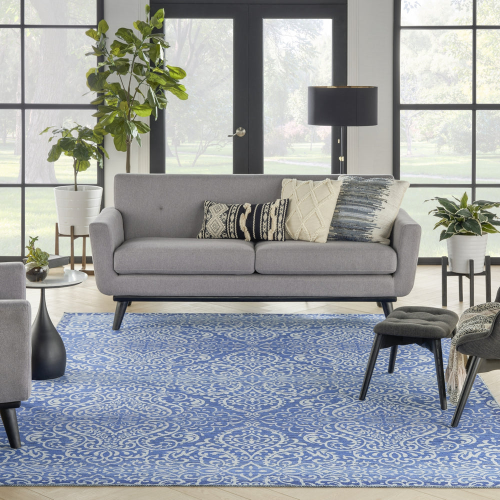Nourison Washables Collection WAW03 Blue Area Rug by Waverly Room Image Feature