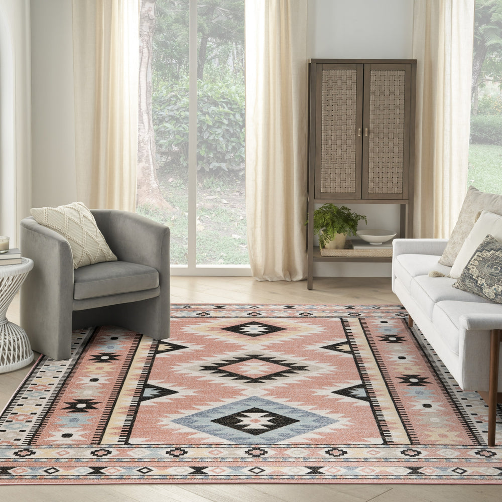 Nourison Washable Decor WSD04 Ivory Multicolor Area Rug Room Scene Feature