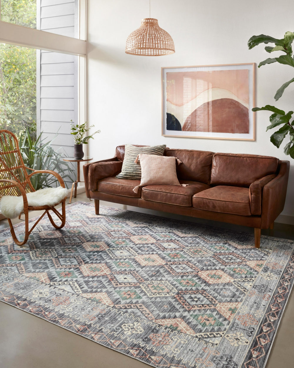 Loloi Zion ZIO-01 Grey/Multi Area Rug Lifestyle Image Feature