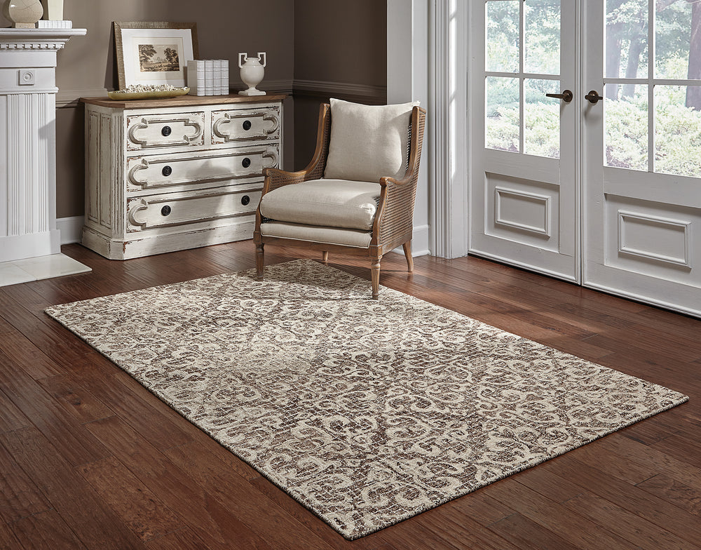 Oriental Weavers Tallavera 55607 Brown Ivory Area Rug Room Scene Featured