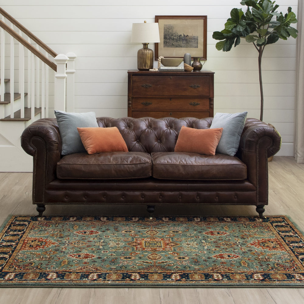 Karastan Spice Market Deir Aquamarine Area Rug Room Scene Featured