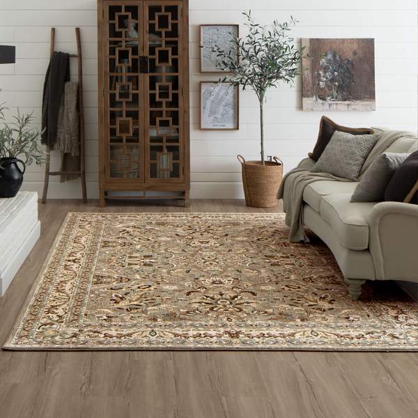 Karastan Euphoria Newbridge Willow Grey Area Rug Room Scene Featured