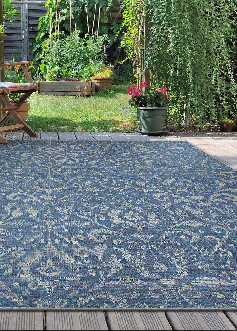 Couristan Marseille St Marcel Blue Area Rug Lifestyle Image Feature