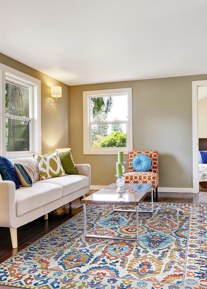 Couristan Pasha Tribal Ivory Area Rug Lifestyle Image Feature