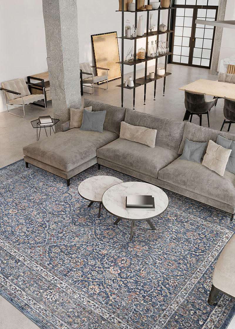 Couristan Savoy Khesti Denim Area Rug Lifestyle Image Feature