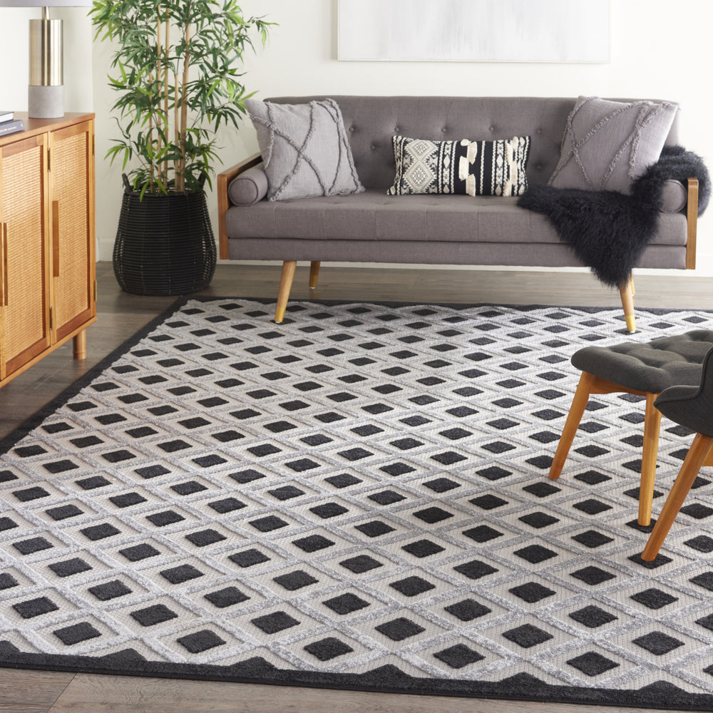 Nourison Aloha ALH26 Black White Area Rug Room Scene Featured