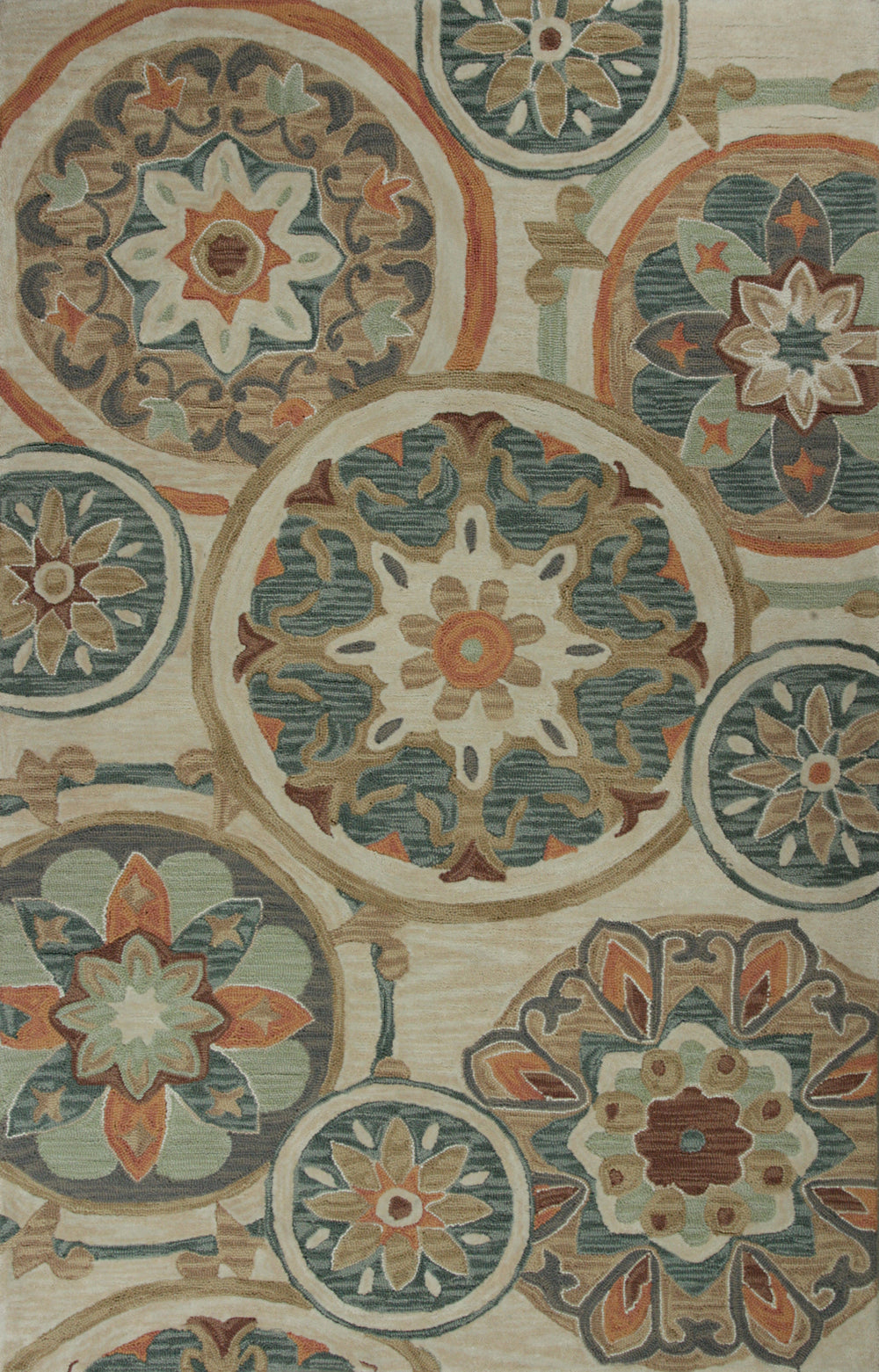 KAS Anise 2408 Ivory/Seafoam Mosaic Area Rug