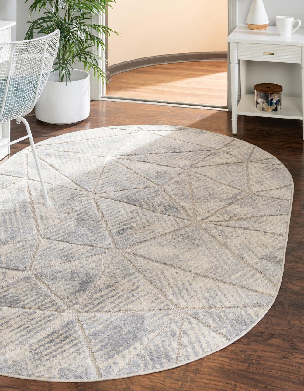 Unique Loom Arlo T-ARLO8 Sandy Beige Area Rug Oval Lifestyle Image Feature