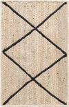 Unique Loom Braided Jute MGN-28 Ivory and Black Area Rug main image