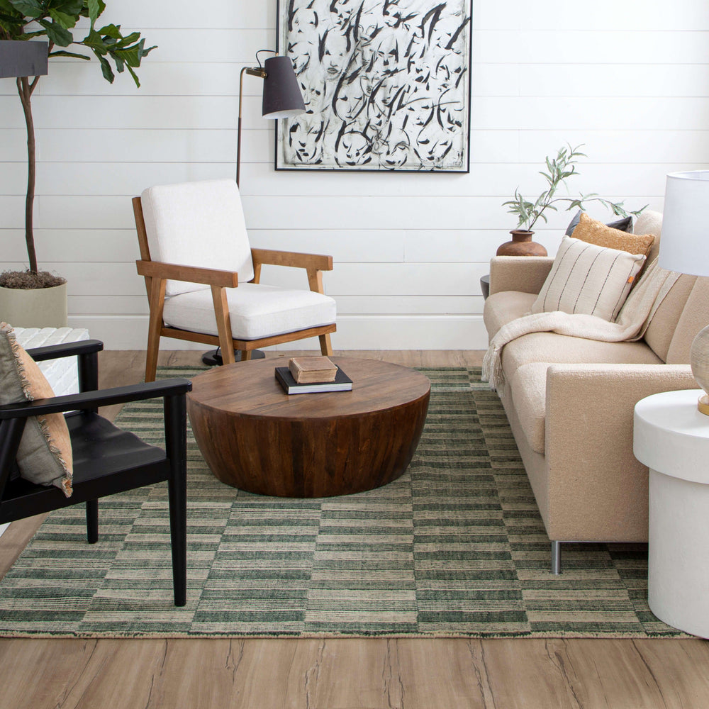 Karastan Broken Stripe Twilight Area Rug by Bobby Berk Lifestyle Image Feature