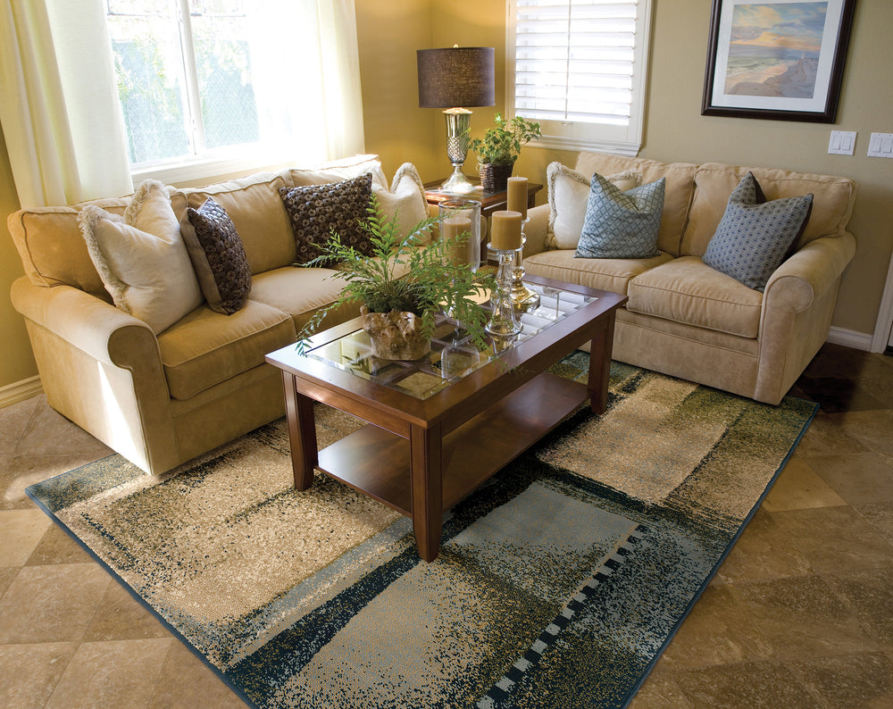 Oriental Weavers Camden 2141C Beige/Blue Area Rug RoomScene Feature