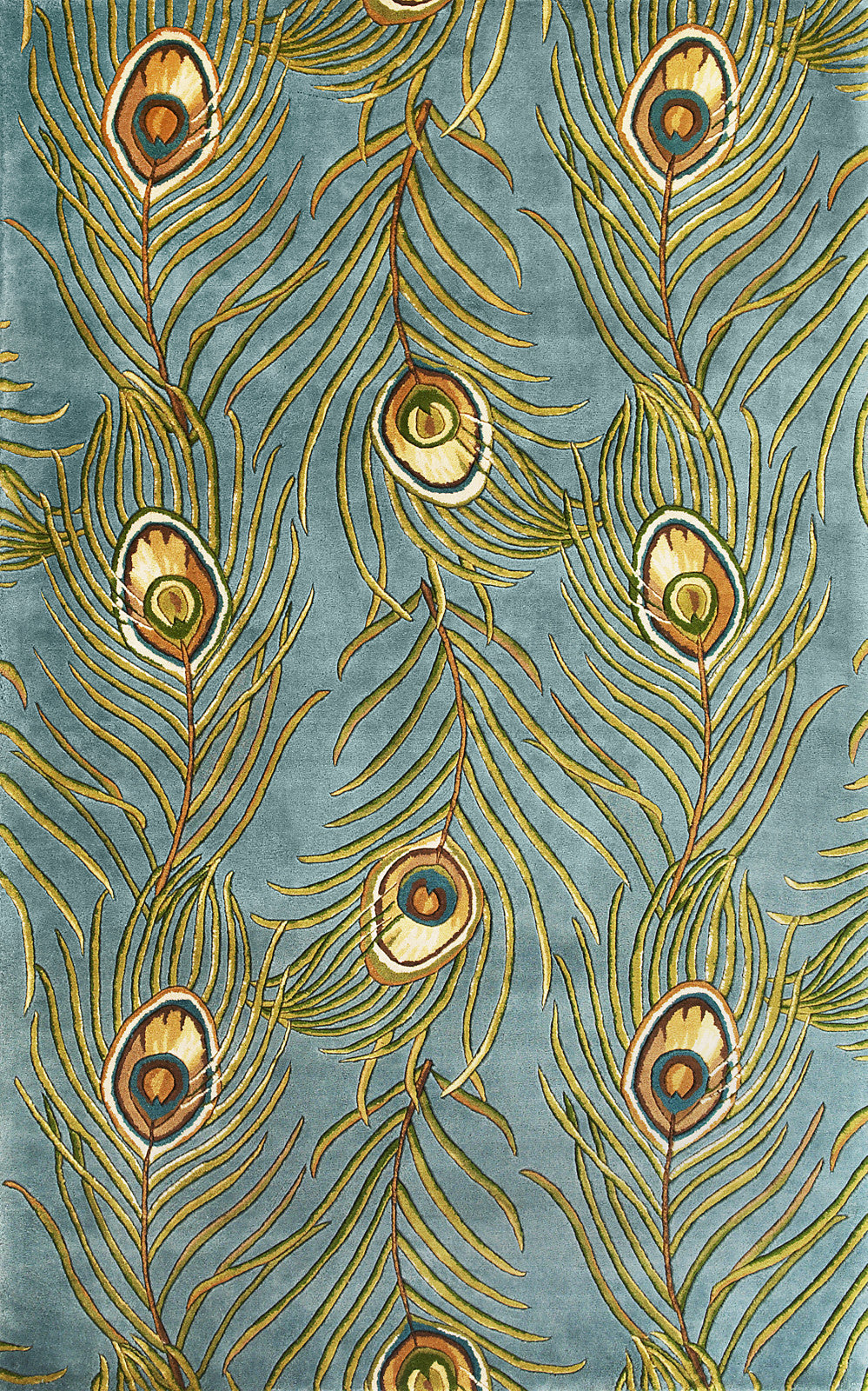 KAS Catalina 0739 Blue Peacock Feathers Hand Tufted Area Rug