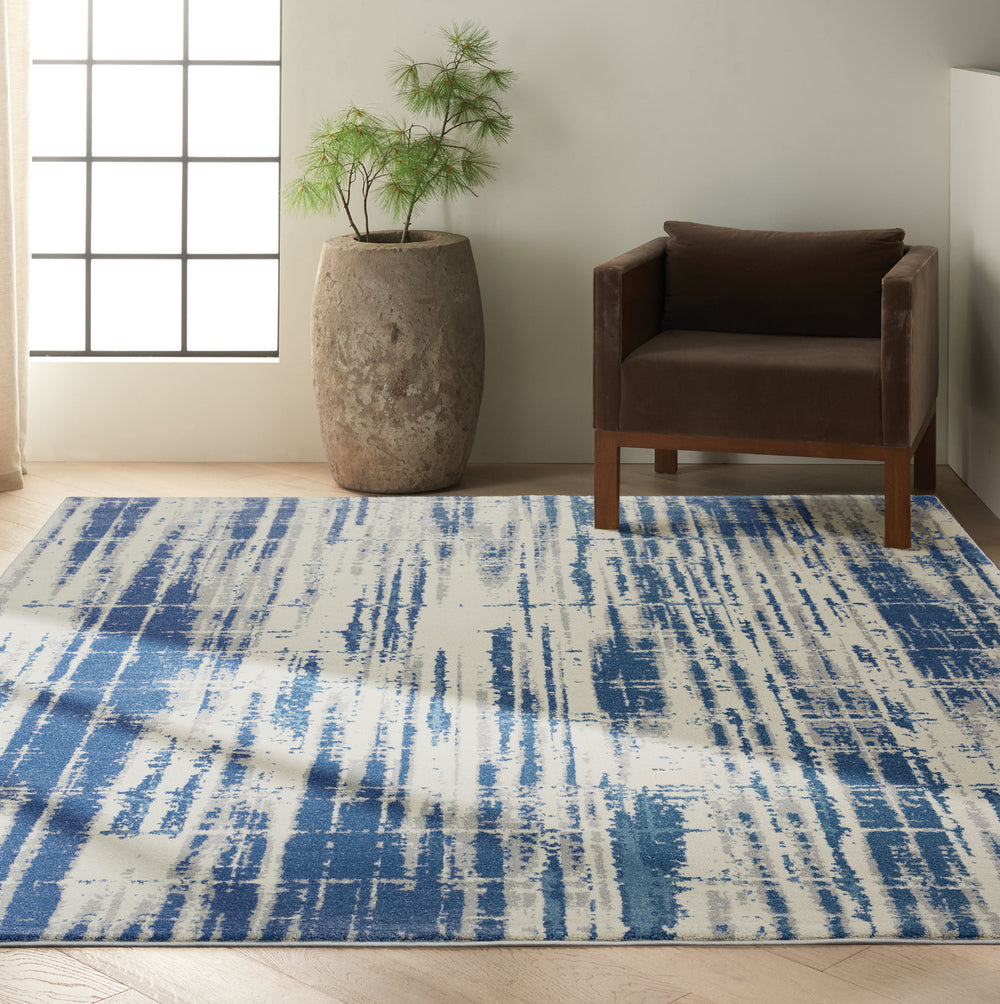 Calvin Klein Ck980 Torrent CK981 Ivory Blue Area Rug Room Scene Feature