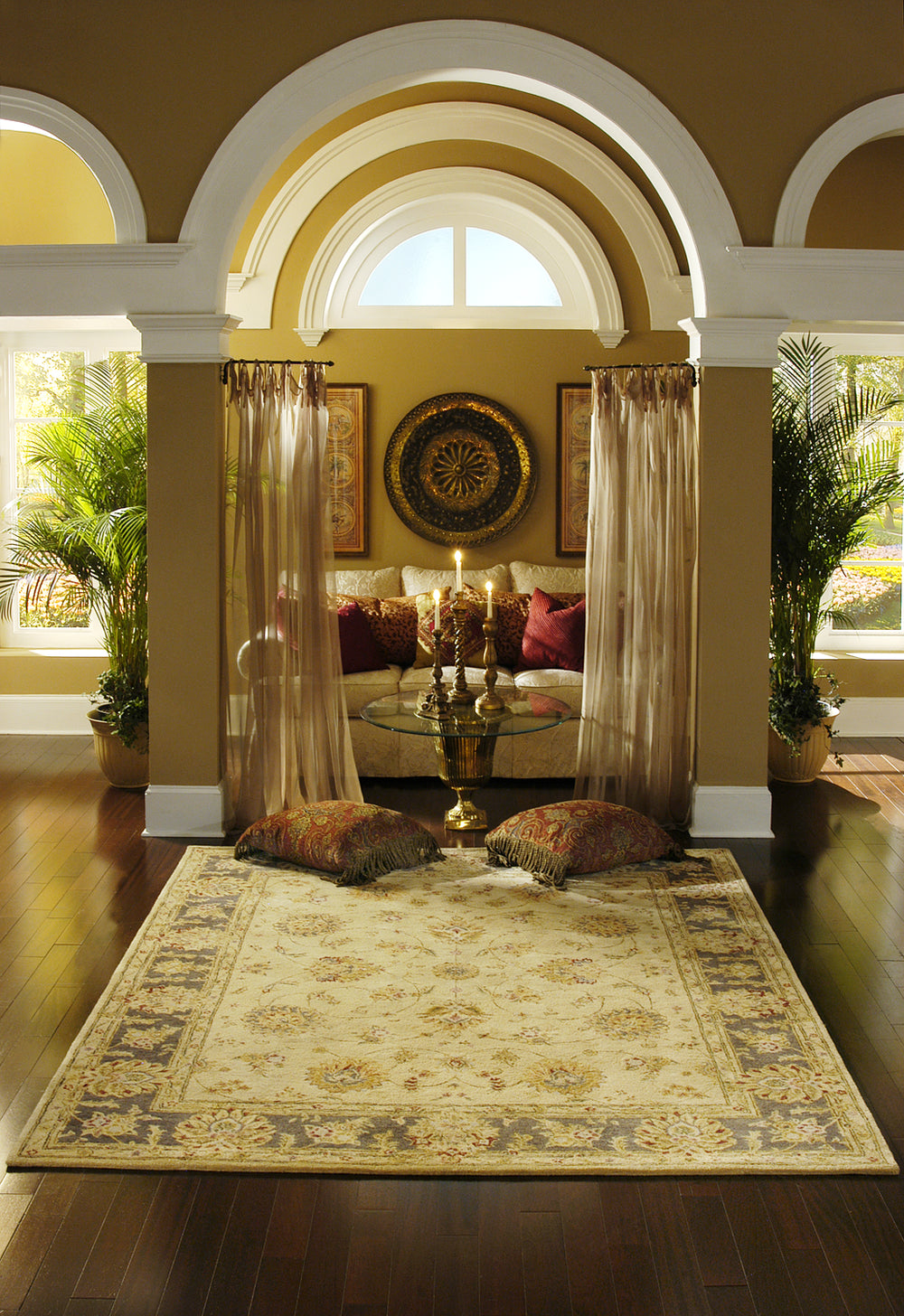 Momeni Camelot CM-03 Tan Area Rug Roomshot Feature