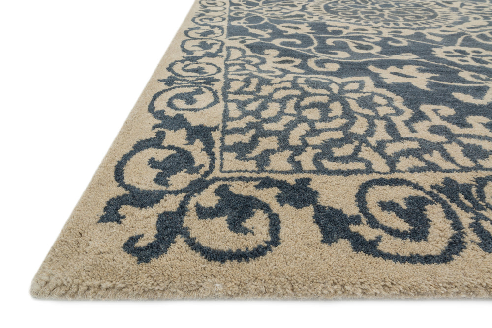 Loloi Fairfield HFF24 Blue / Ivory Area Rug Corner Feature