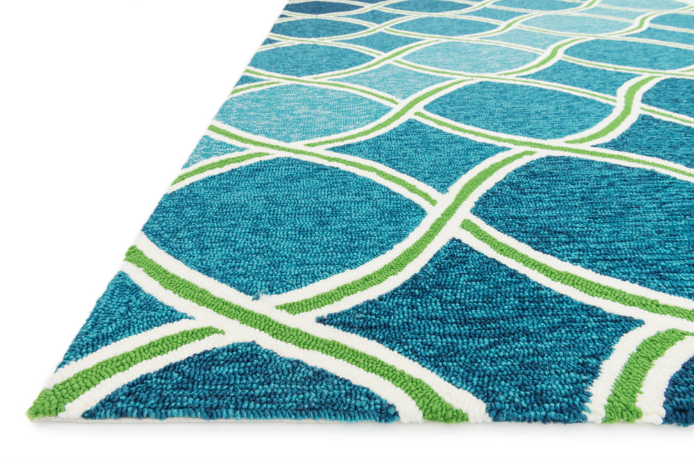 Loloi Venice Beach VB-18 Blue / Green Area Rug Corner Feature