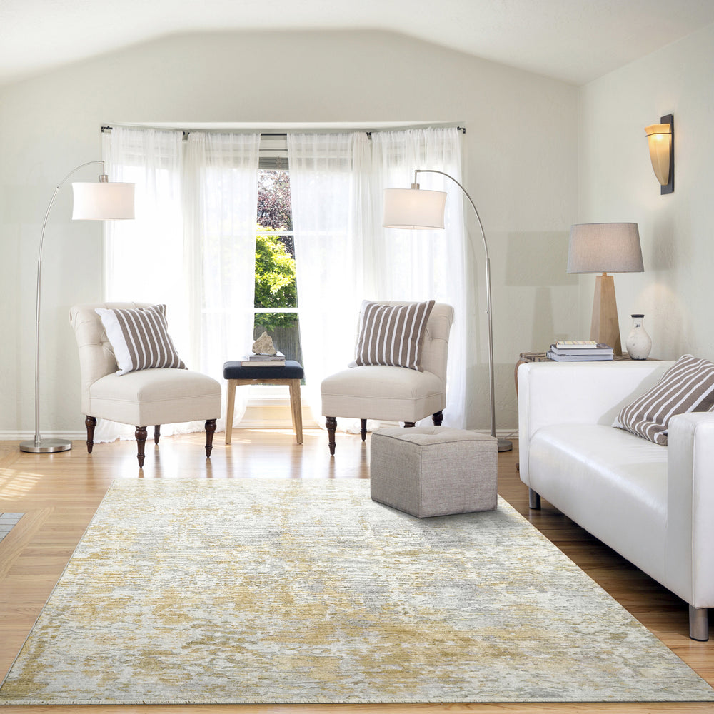 Dynamic Rugs Alea 1801 Taupe/Gold Area Rug Lifestyle Image Feature