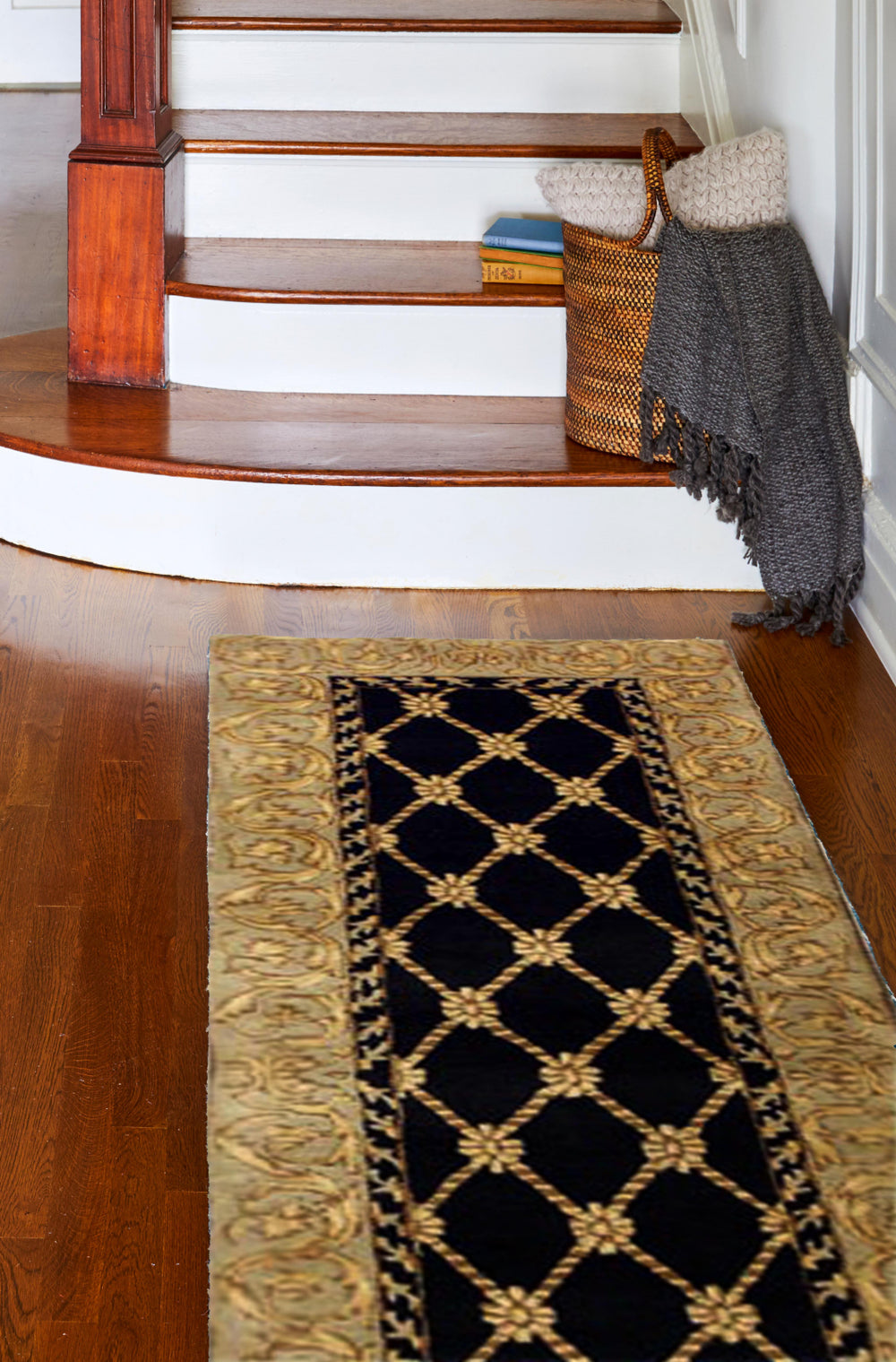 Bashian Versailles G106-P311 Black Area Rug Runner Room Scene Feature