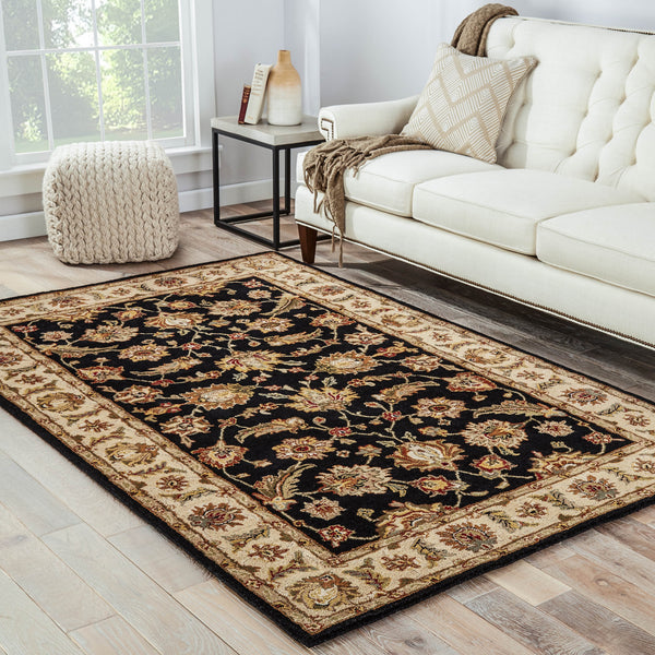 Jaipur Living Selene Handmade Floral Black/ Beige Area Rug (2'X3')