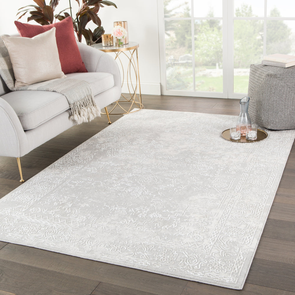 Jaipur Living Nashua Taftville NSH10 White/Light Gray Area Rug Lifestyle Image Feature