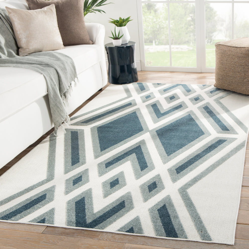 Jaipur Living Unika Tasma UNA06 White/Blue Area Rug by Nikki Chu Lifestyle Image Feature