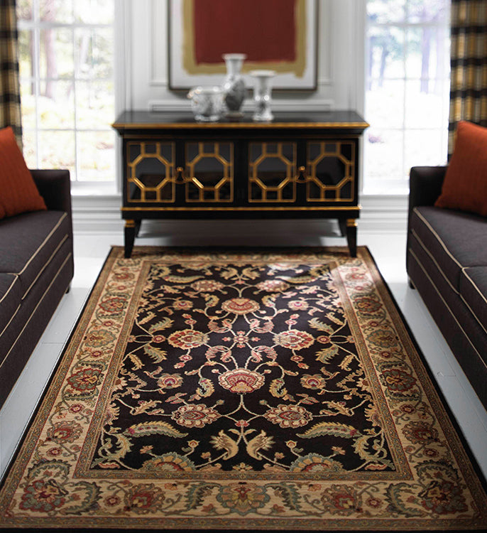 Karastan Ashara Agra Black Area Rug Room Scene Feature