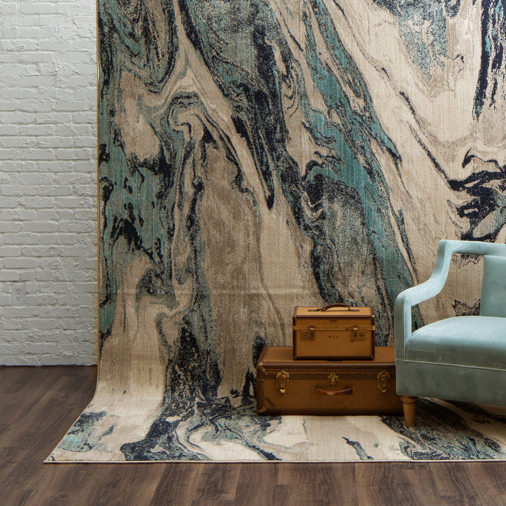 Karastan Meraki Alchemist Lagoon Area Rug Room Scene Featured