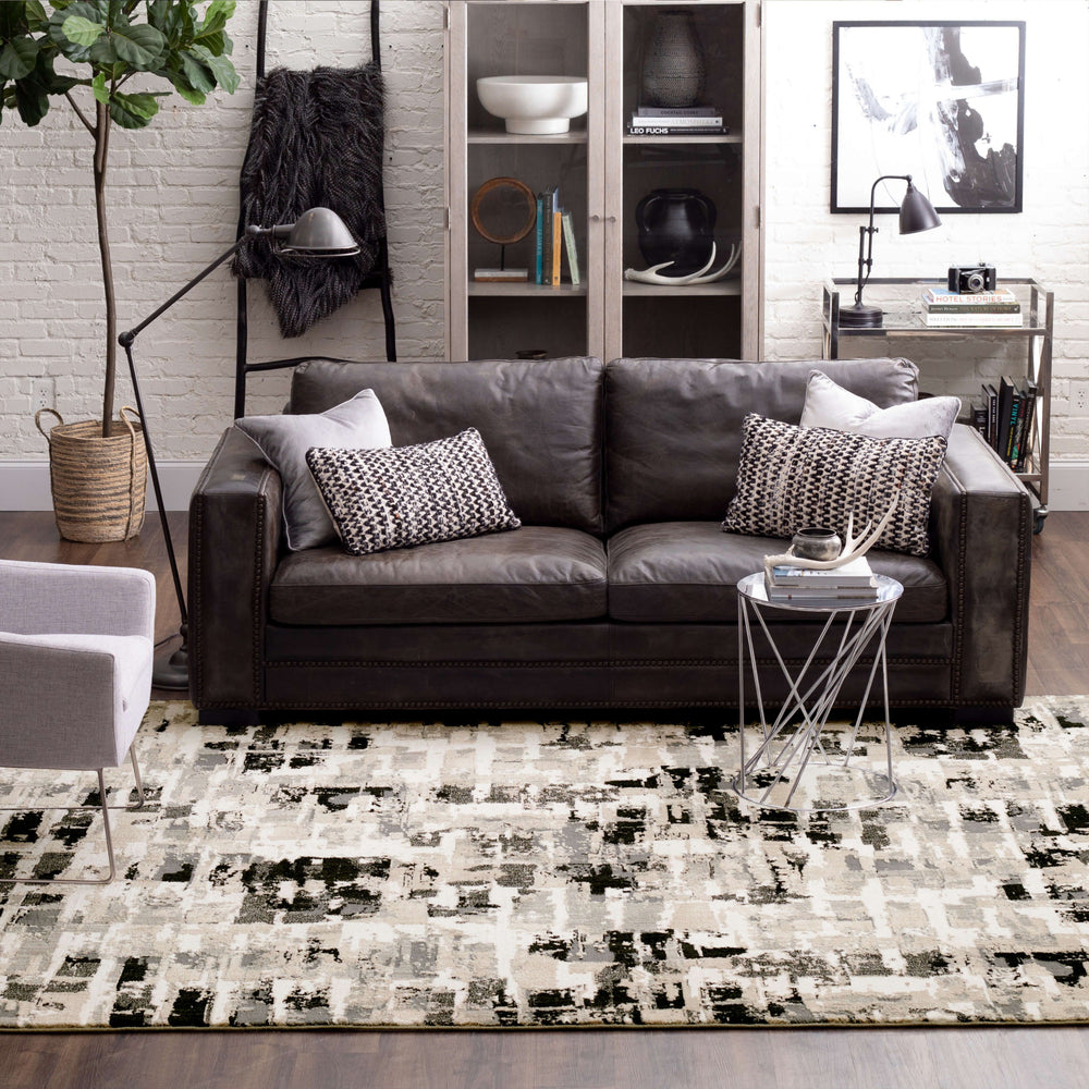 Karastan Vanguard by Drew and Jonathan Home Provenance Soot Area Rug Room Scene Featured
