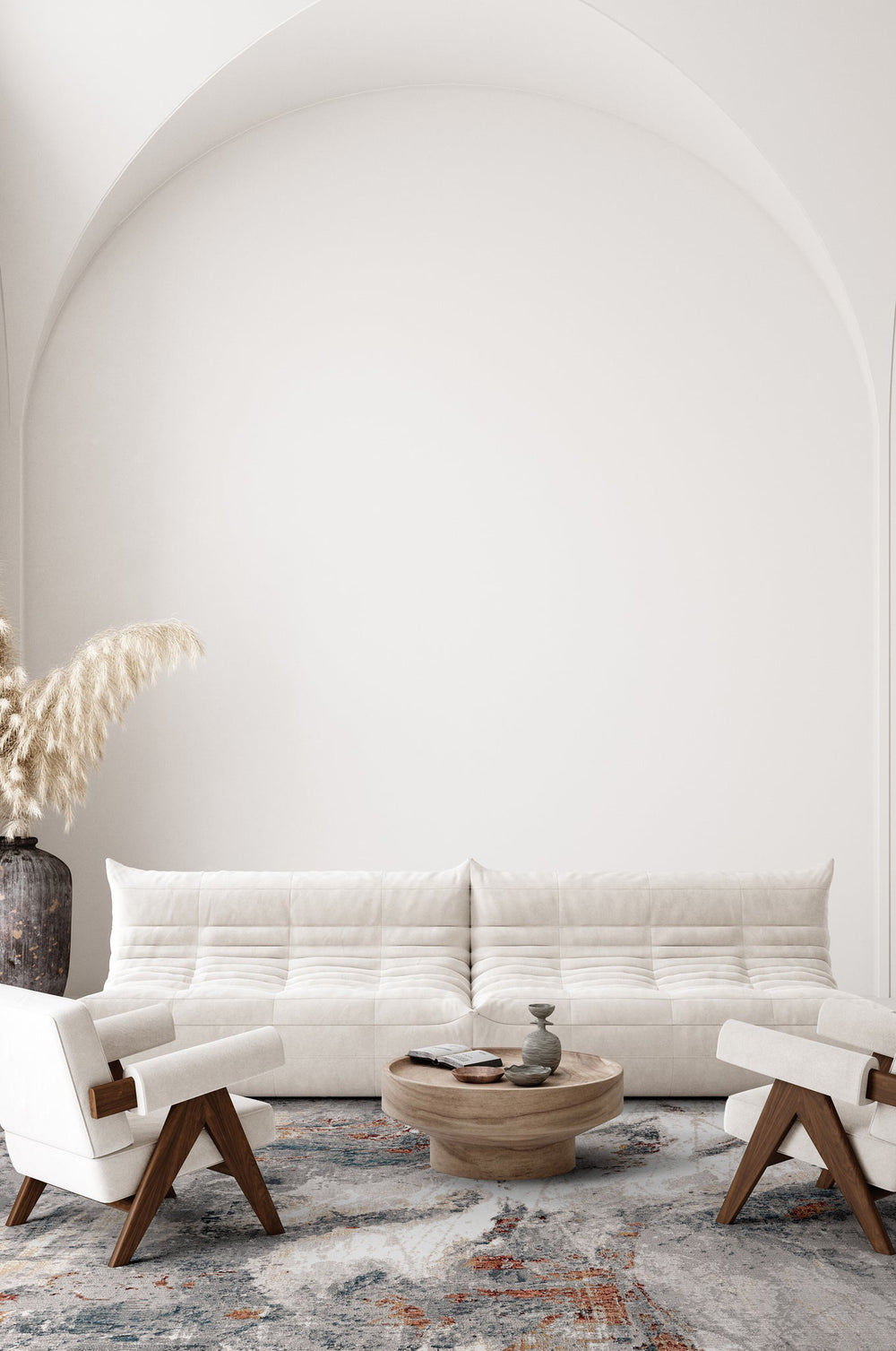 KAS Aura 7206 Grey/Brick Skyler Area Rug Lifestyle Image Feature