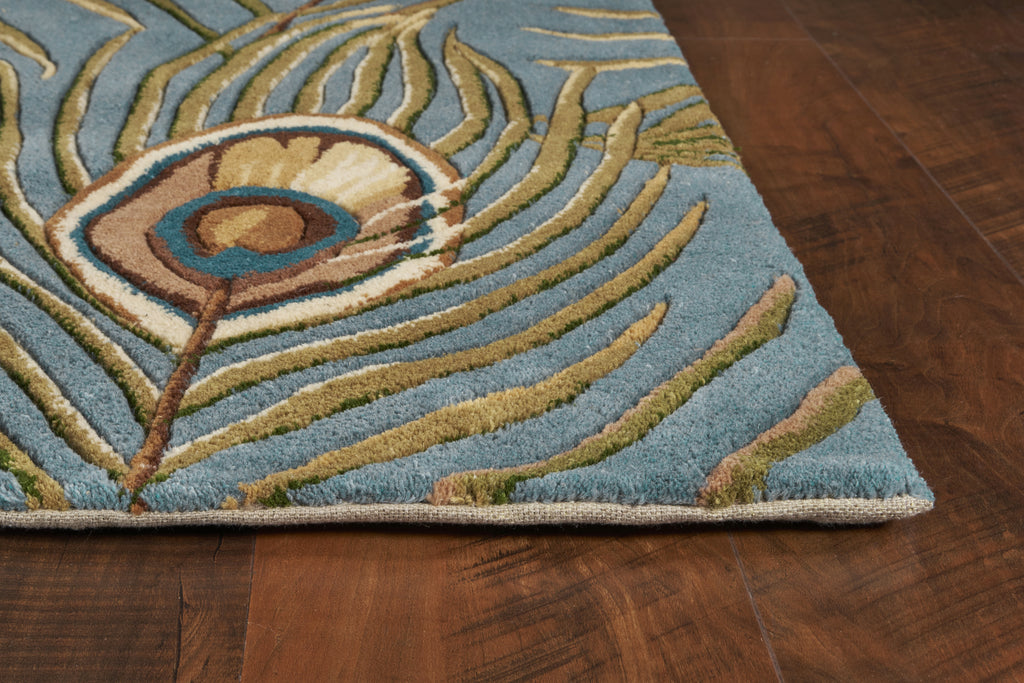 KAS Catalina 0739 Blue Peacock Feathers Area Rug Lifestyle Image Feature