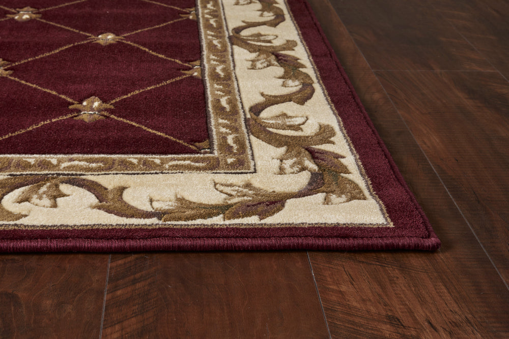 KAS Corinthian 5319 Red Fleur-De-Lis Area Rug Corner Image Feature