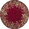KAS Emerald 9017 Ruby Tropical Border Area Rug Round Image