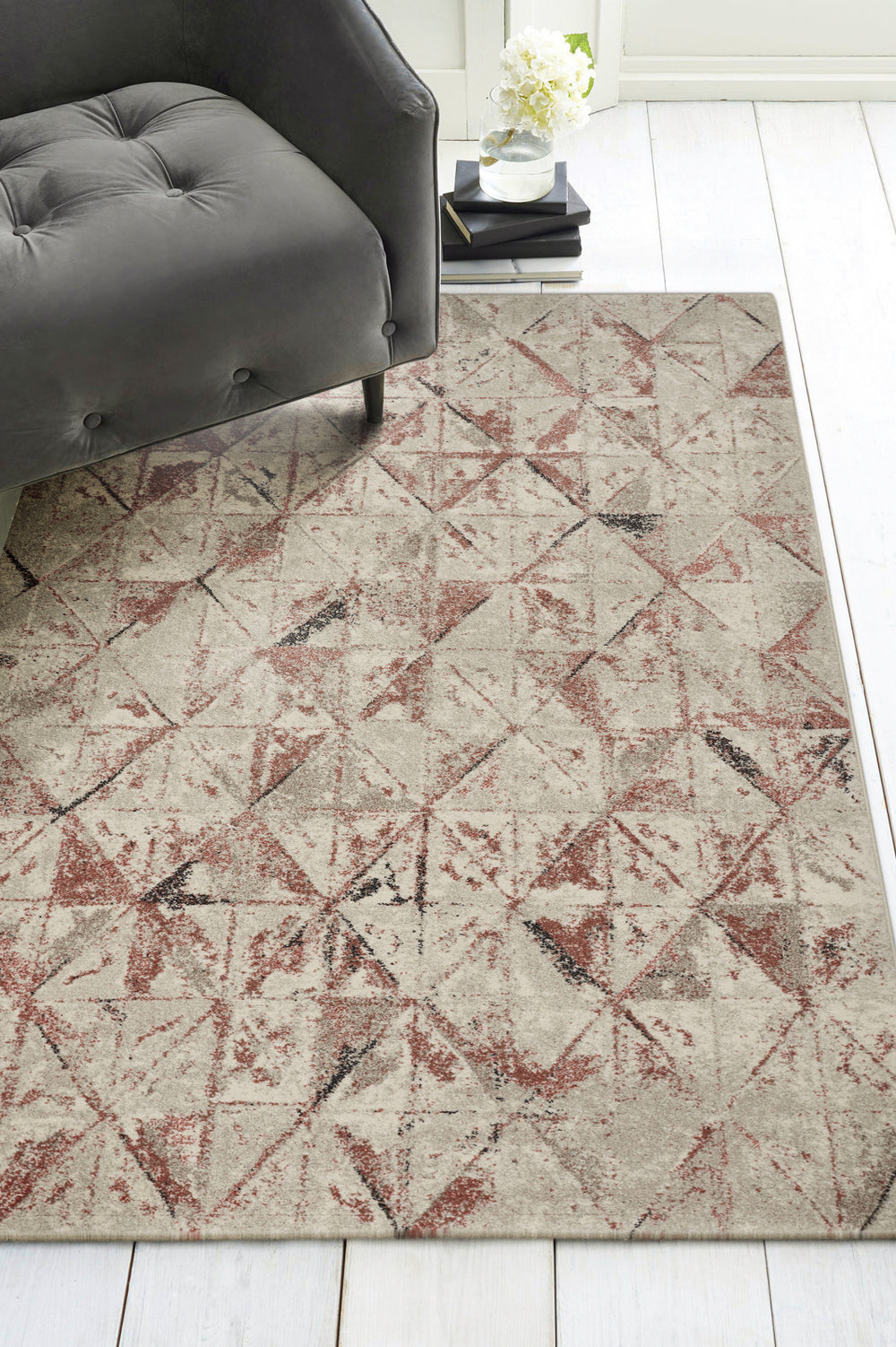 KAS Laguna 7630 Ivory/Pink Panes Area Rug Runner Image Feature