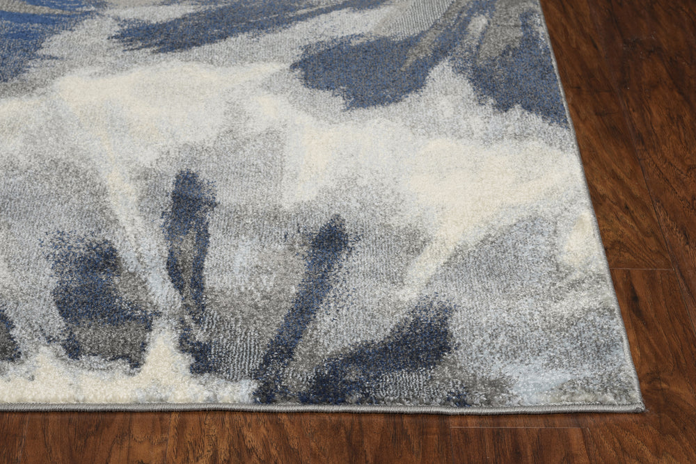 KAS Stella 6265 Ivory Blue Splash Area Rug Round Image Feature