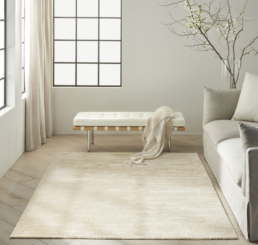 Calvin Klein Ck010 Linear LNR01 Ivory Area Rug Room Scene Feature