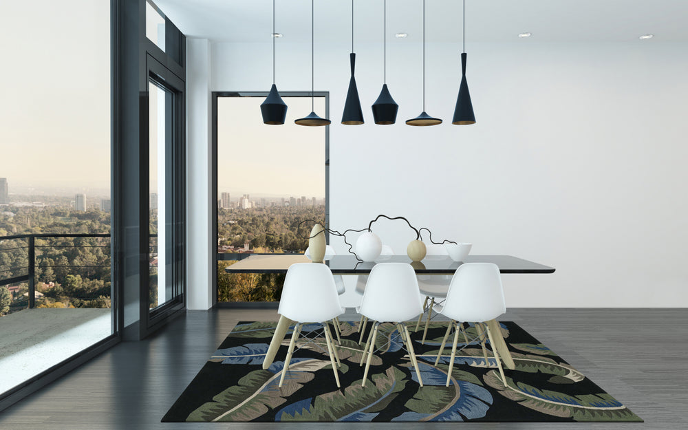 Dalyn Maui MM3 Black Area Rug Lifestyle Image Feature