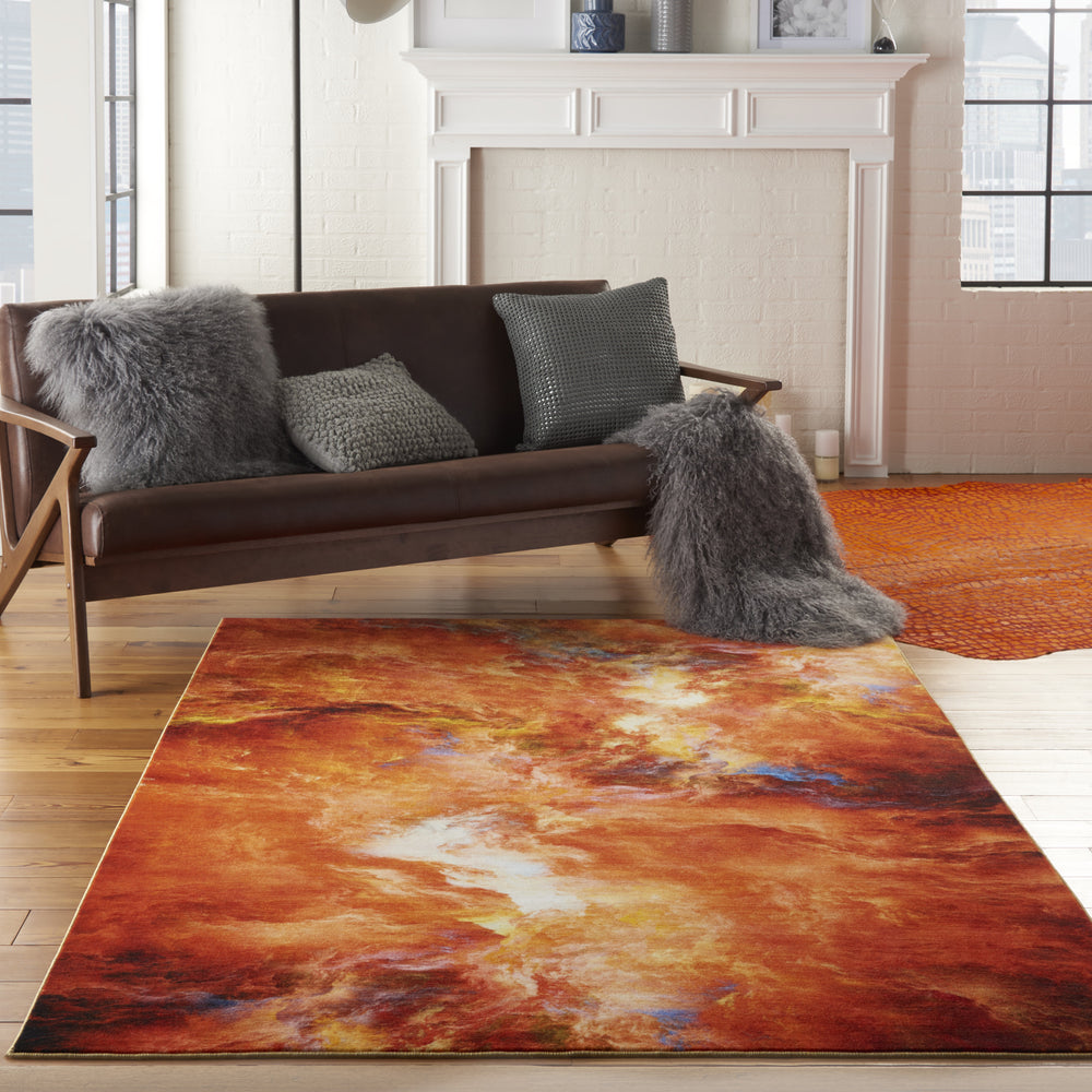 Nourison Le Reve LER05 Red Flame Area Rug Room Image Feature