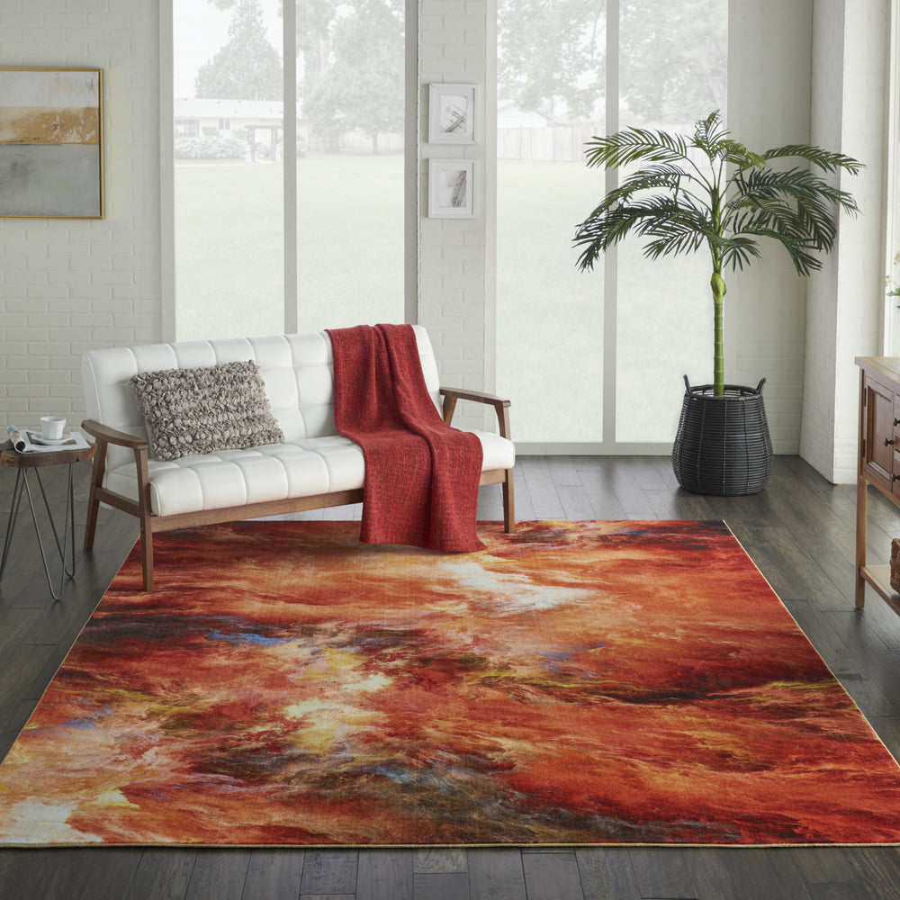 Nourison Le Reve LER05 Red Flame Area Rug Room Image Feature