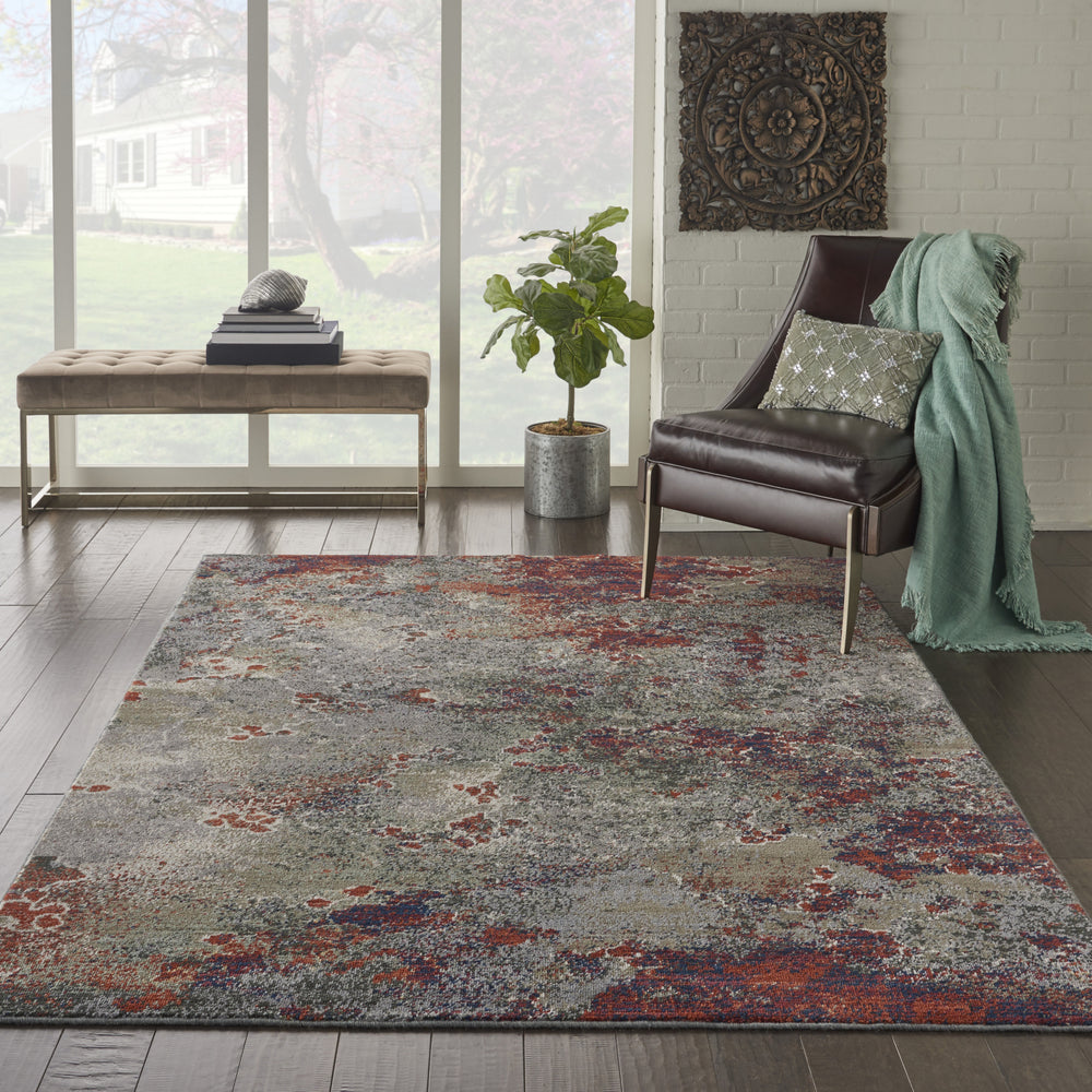 Nourison Artworks ATW02 Seafoam/Brick Area Rug Room Image Feature