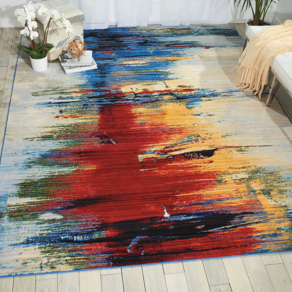 Nourison Chroma CRM05 Crimson Tide Area Rug Room Image Feature