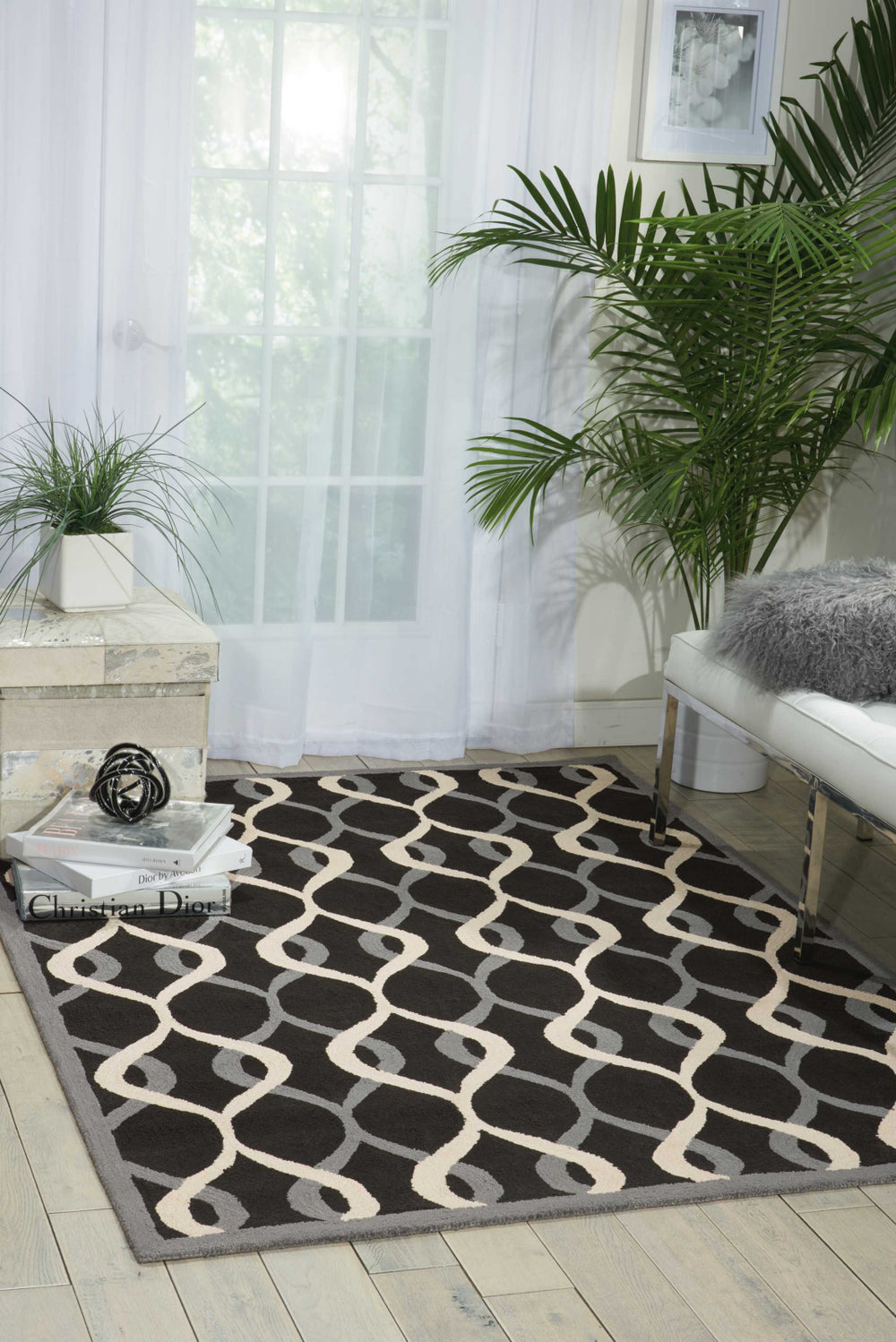Nourison Decor DER04 Black Area Rug Room Image Feature