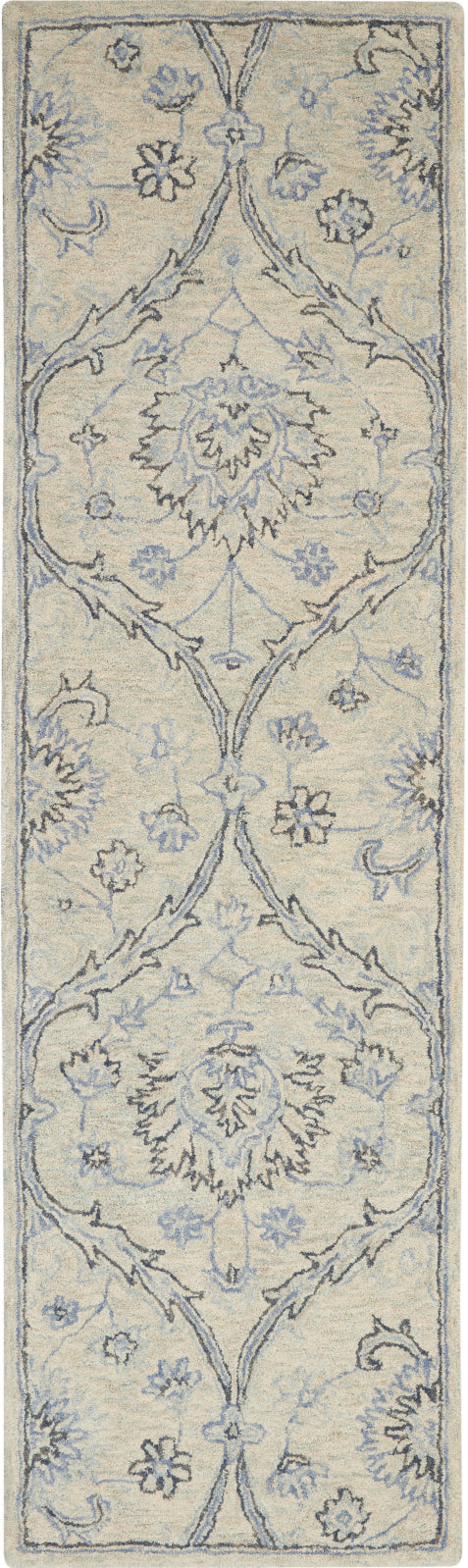 Nourison Jazmine JAZ03 Ivory/Blue Area Rug Room Image Feature