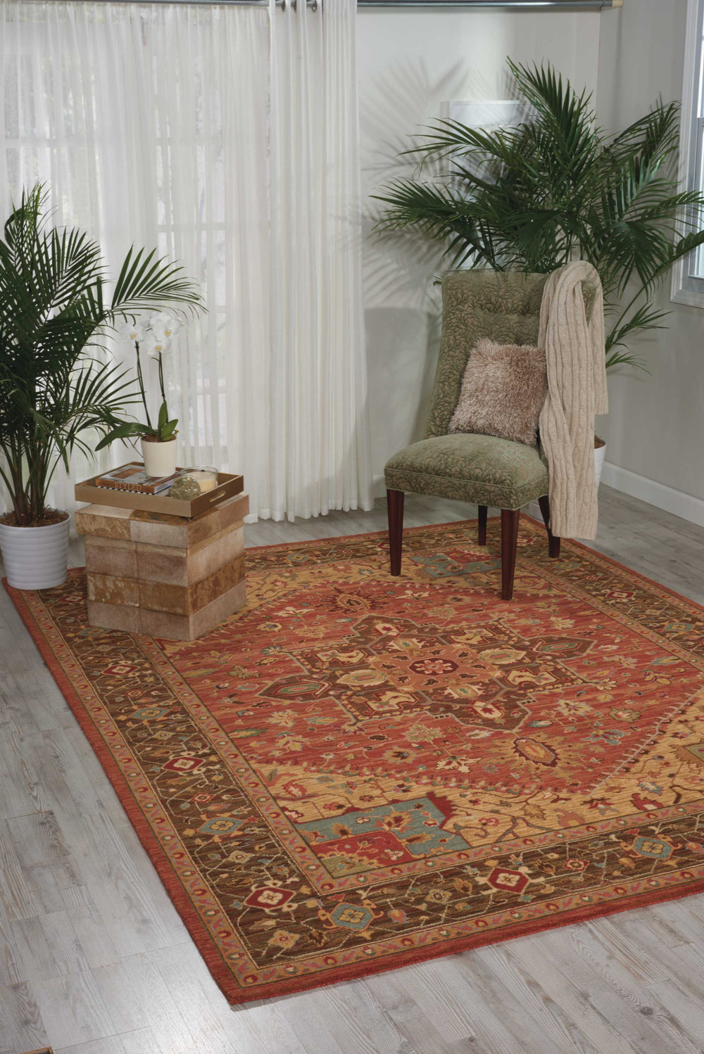 Nourison Living Treasures LI01 Rust Area Rug Room Image Feature