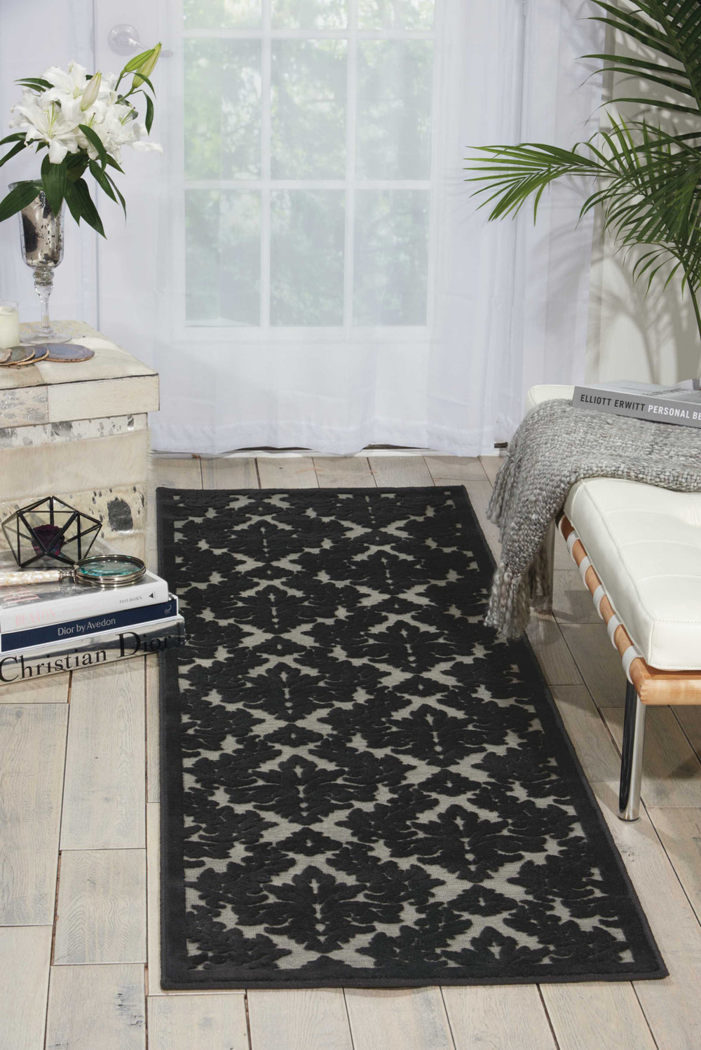 Nourison Ultima UL632 Grey Black Area Rug Room Image Feature