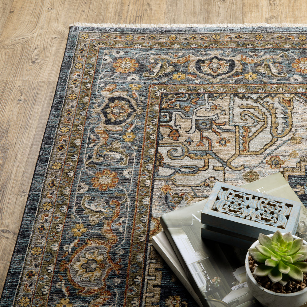 Oriental Weavers Aberdeen 1144Q Blue/Blue Area Rug Corner Featured