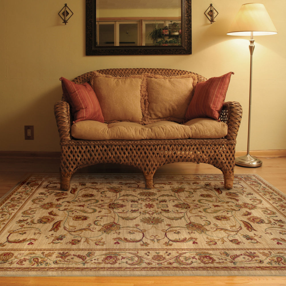 Oriental Weavers Allure 002A1 Beige/Red Area Rug Room Scene Featured