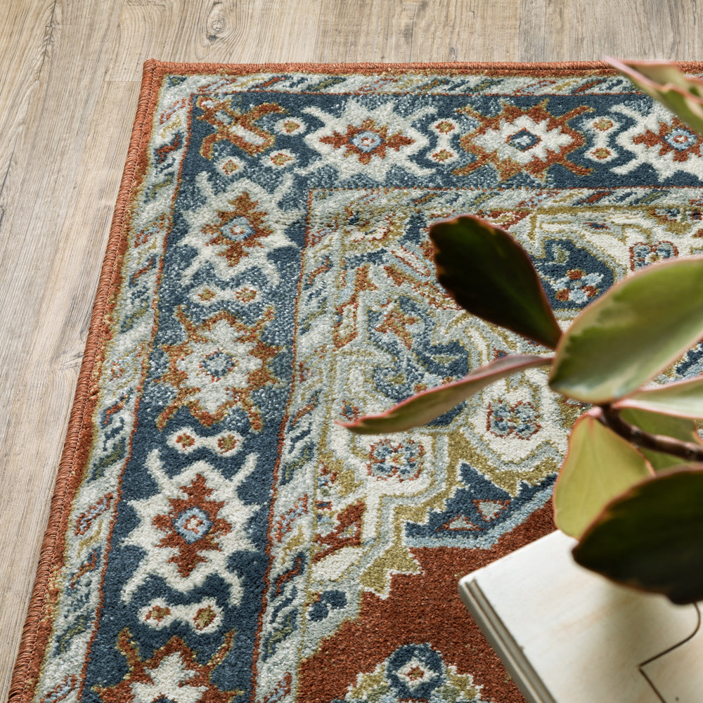 Oriental Weavers Branson BR04A Rust/Beige Area Rug Corner Image Featured